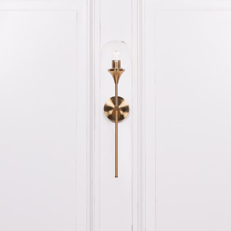 Arriba Wall Light - Satin Gold and Glass Ball