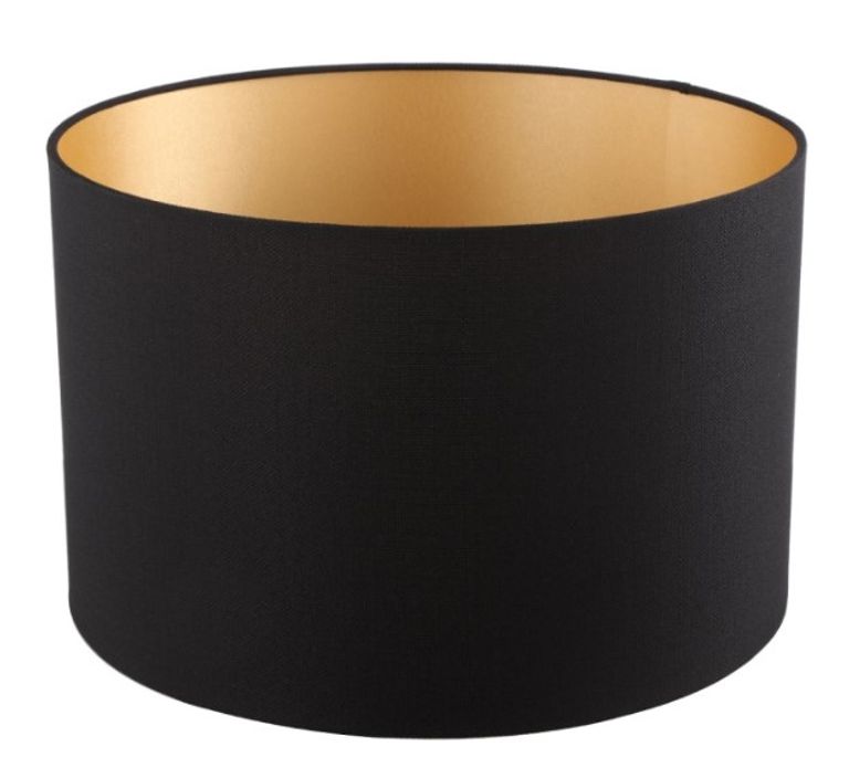 Table Lamp - Black Linen Shade - Gold and Black Glass
