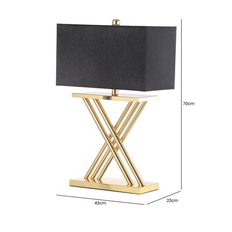 Table Lamp - Black Linen and Gold Metal
