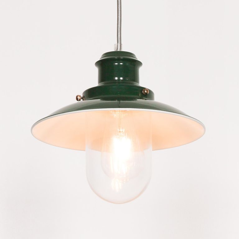 Fishermans Ceiling Light - British Green Painted Metal