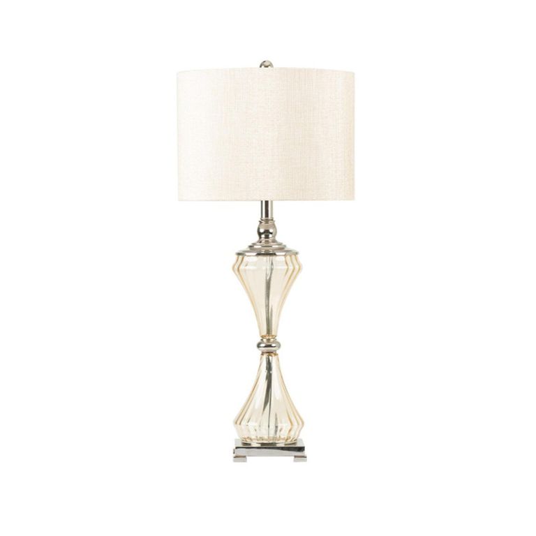 Table Lamp - Cream Linen and Tapioca Clear Glass