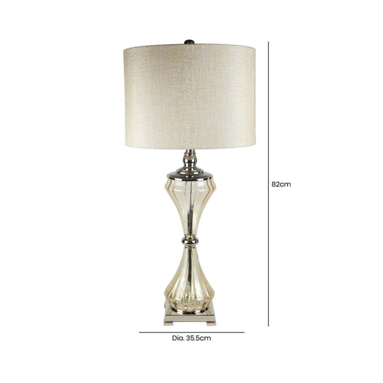 Table Lamp - Cream Linen and Tapioca Clear Glass