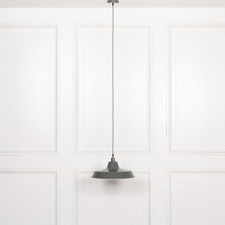 Factory Style Pendant Light - Grey Painted Metal - 46cm