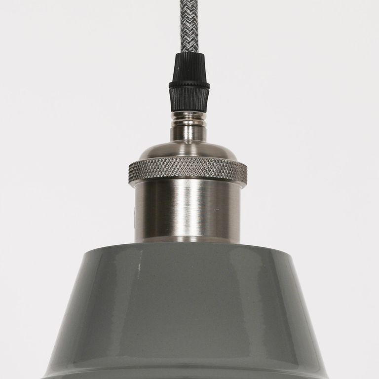 Factory Style Pendant Light - Grey Painted Metal - 46cm