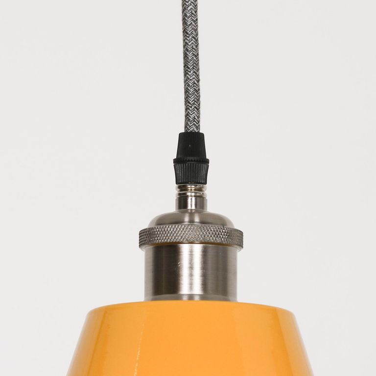 Factory Style Pendant Light - Mustard Yellow Painted Metal - 36cm