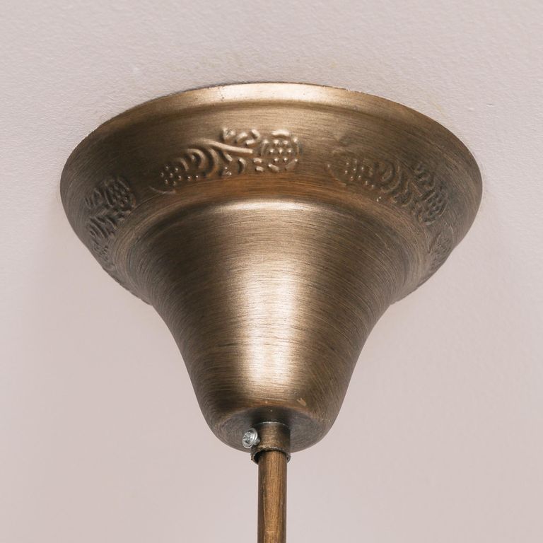 French Style Shallow Cut Glass Chandelier - Antique Gold - 6 Branch