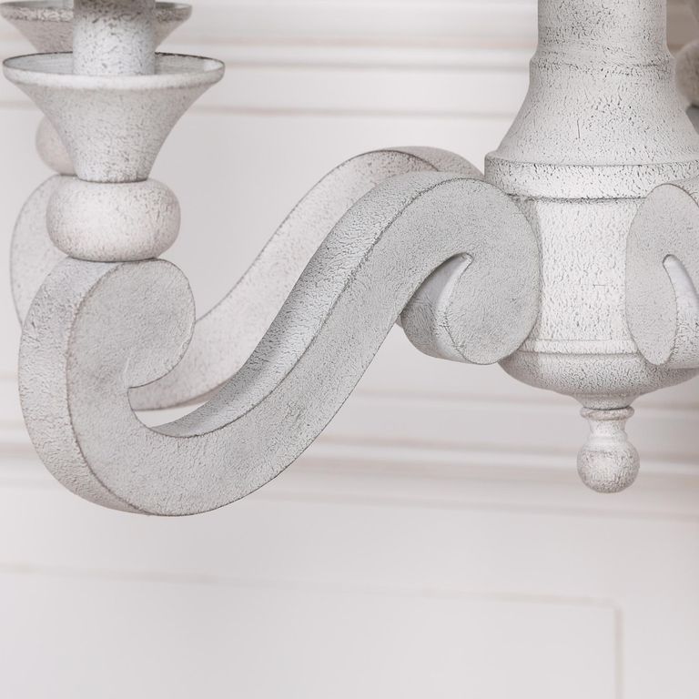 French Style Distressed Chandelier with Shade - White - 5 Branch