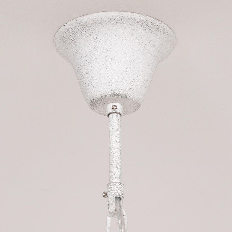 French Style Distressed Chandelier with Shade - White - 5 Branch