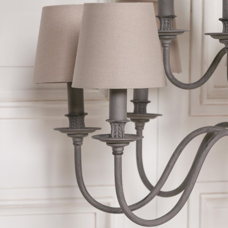 French Style Chandelier with Shade - Grey - 12 Branch