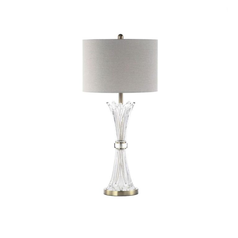 Table Lamp - Grey Linen and Crystal