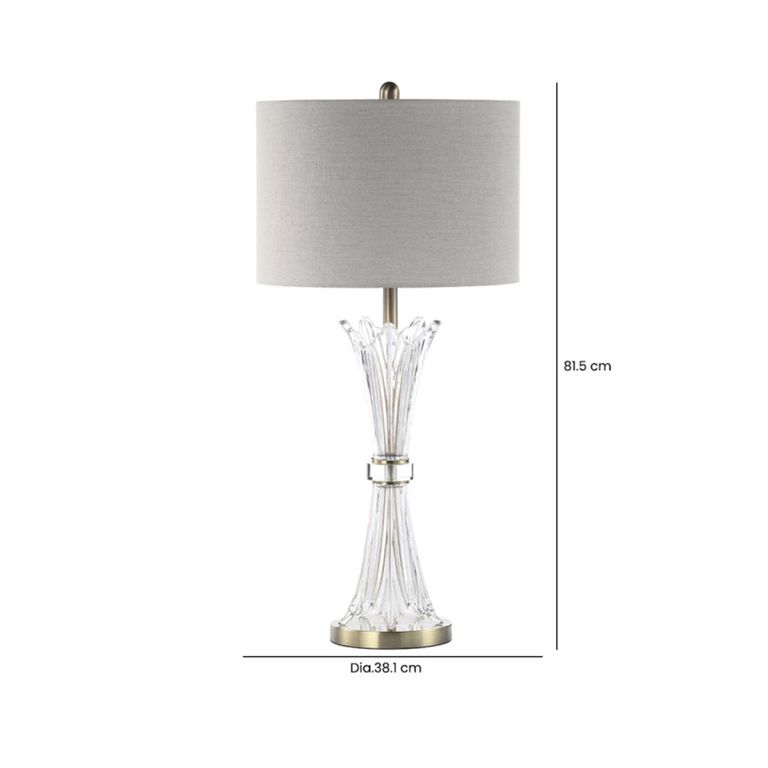Table Lamp - Grey Linen and Crystal