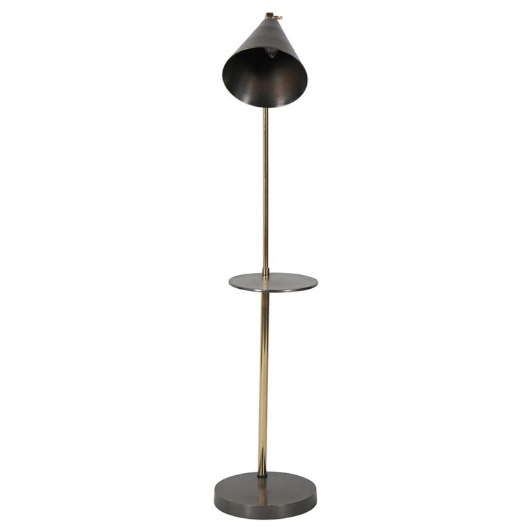 Amelie Floor Lamp - Grey Metal with Table