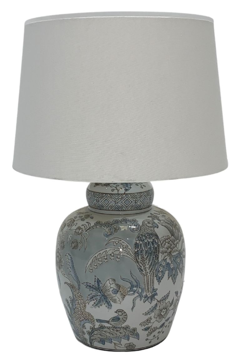 Delia Ceramic Table Lamp - Light Blue and Grey