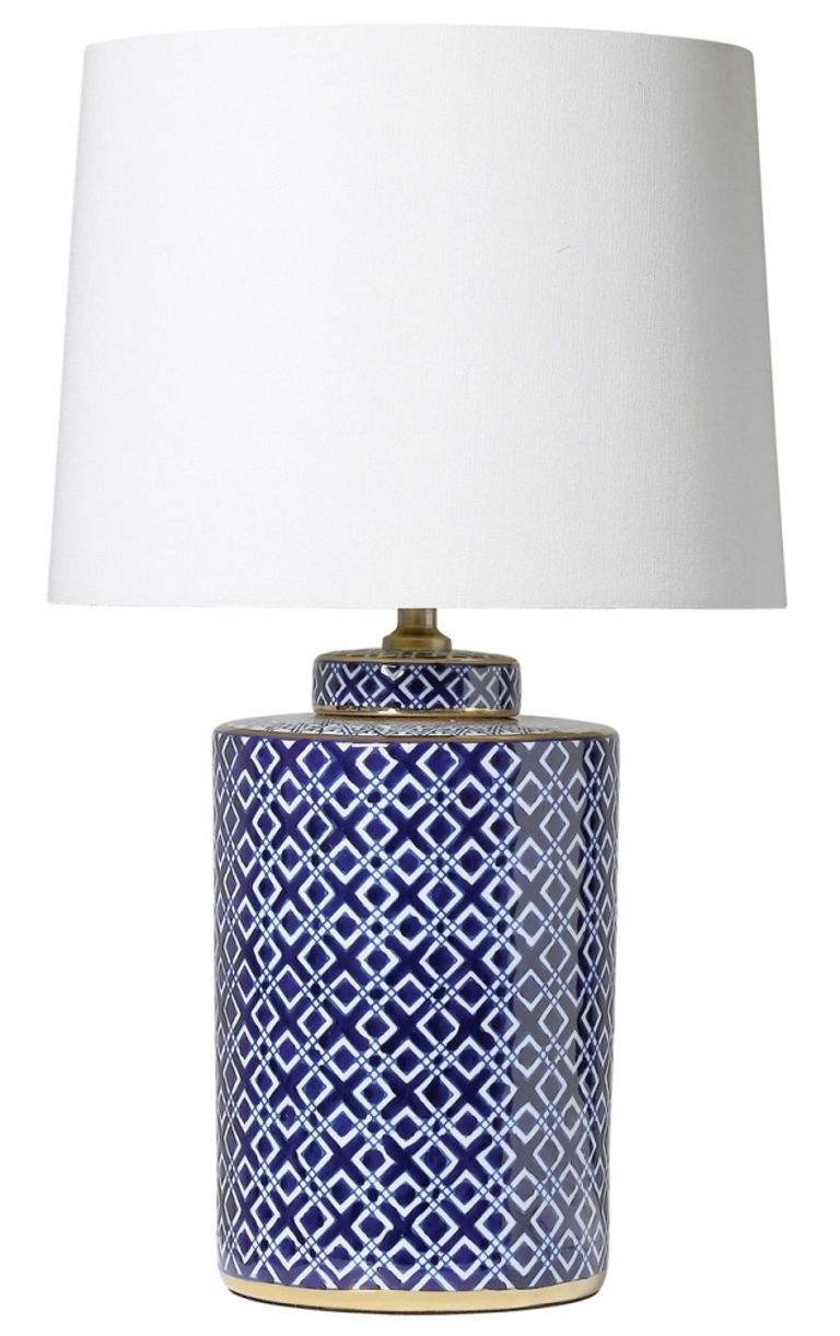 Marseille Geometric Table Lamp - Blue and White