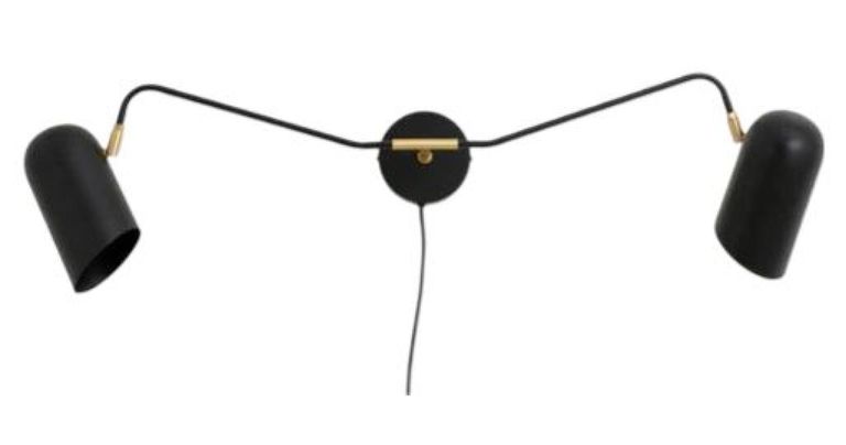 Eris Black 2 Arms Wall Lamp