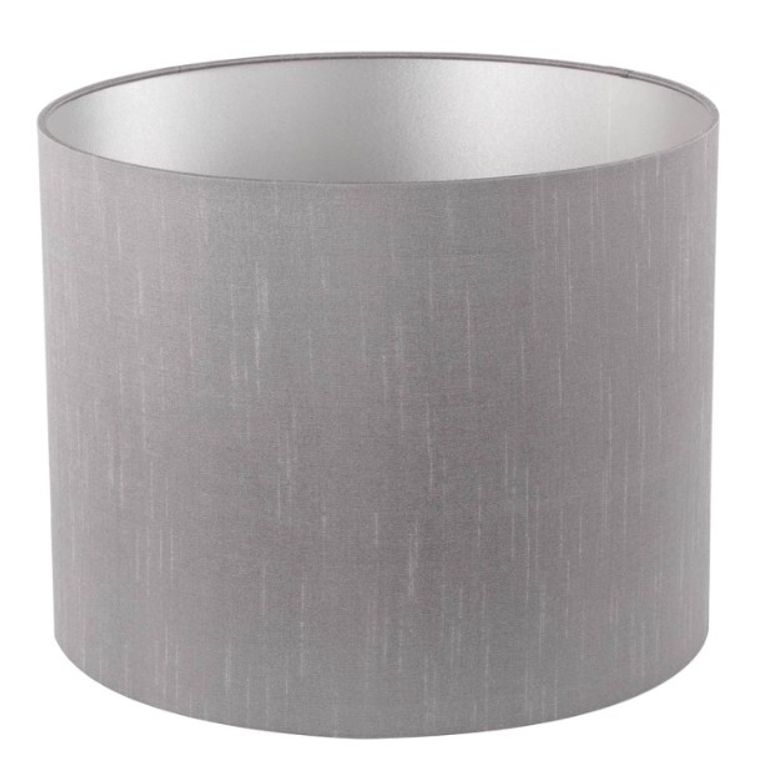 Table Lamp - Opal Grey Faux Silk Shade - Grey Glass