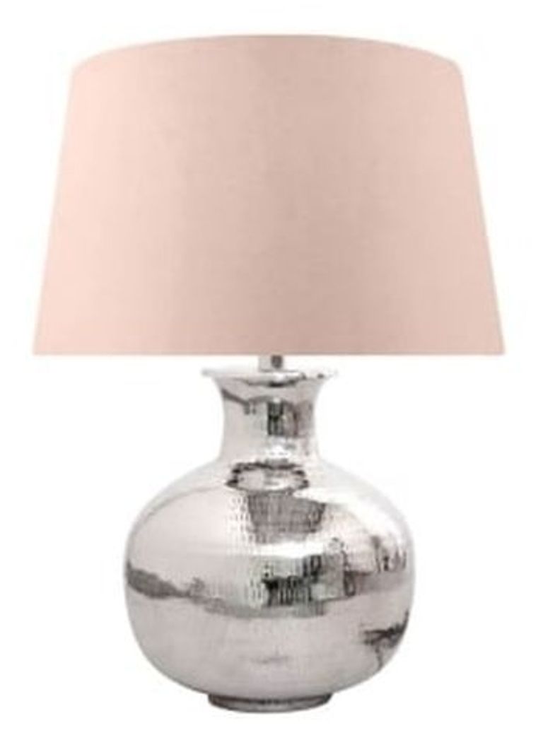 Table Lamp - Pink Velvet Shade - Nickel Plated