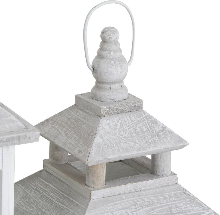 Set Of 3 White Window Style Lanterns with Open Top