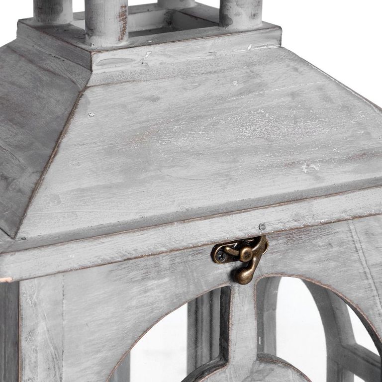 Set Of 3 Wooden Lanterns with Archway Design