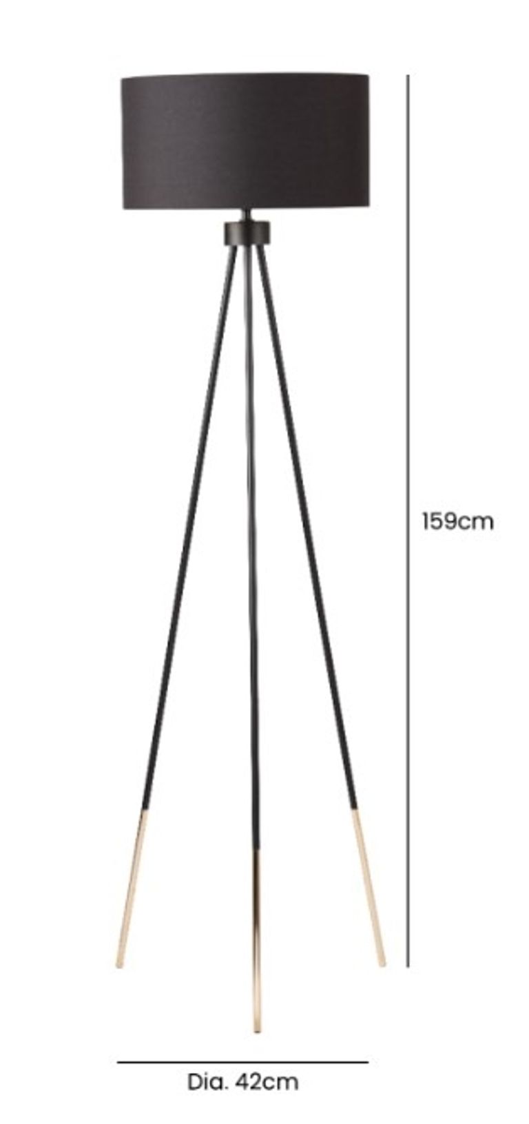 Floor Lamp - Tripod - Black Shade