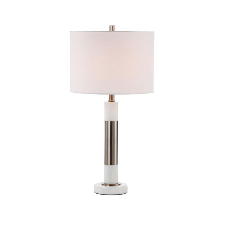 Table Lamp - White Linen and Ceramic