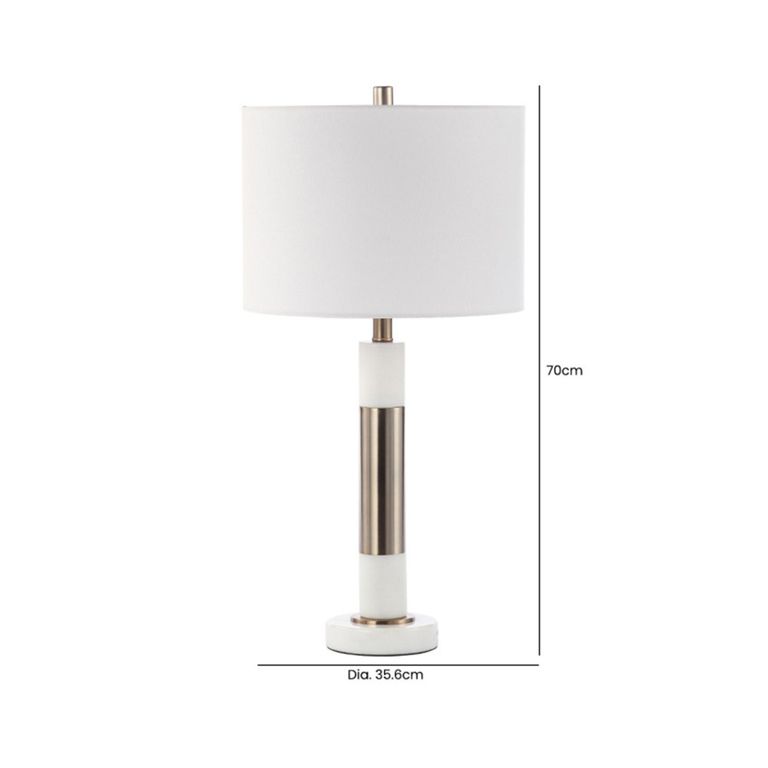 Table Lamp - White Linen and Ceramic