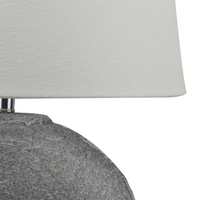 Table Lamp - White Linen and Grey Ceramic