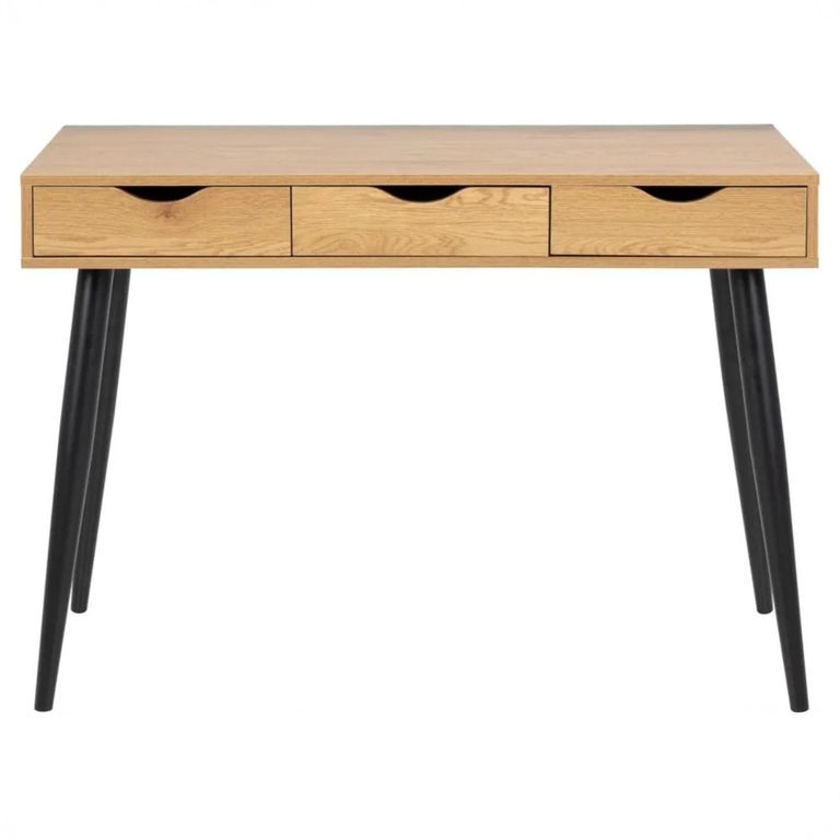 Neptun Office Desk - 3 Drawer - Oak and Black
