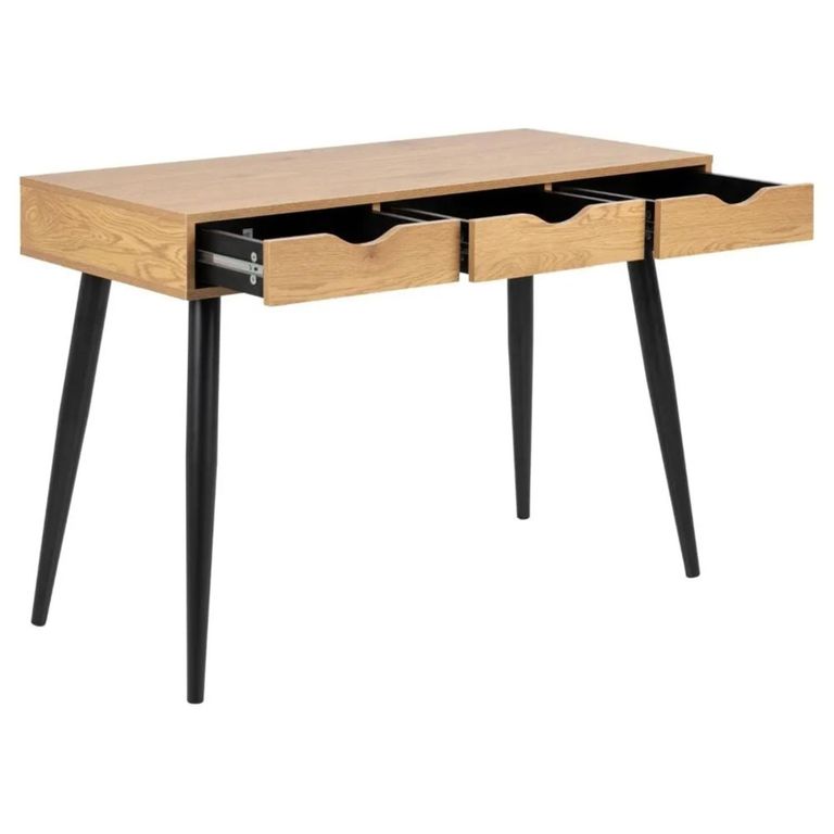 Neptun Office Desk - 3 Drawer - Oak and Black