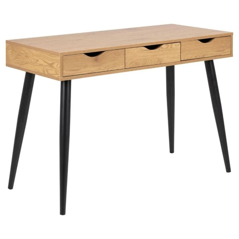 Neptun Office Desk - 3 Drawer - Oak and Black