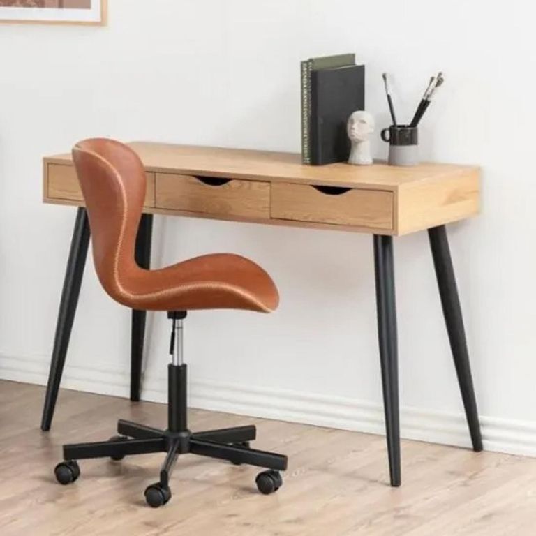 Neptun Office Desk - 3 Drawer - Oak and Black