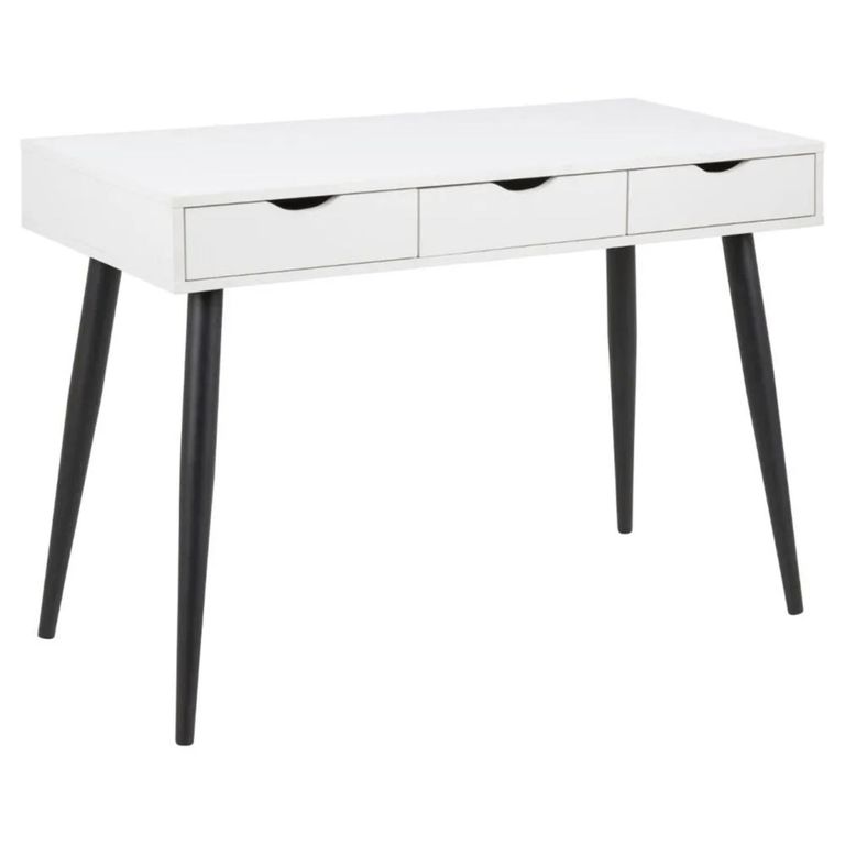 Neptun Office Desk - 3 Drawer - White and Black