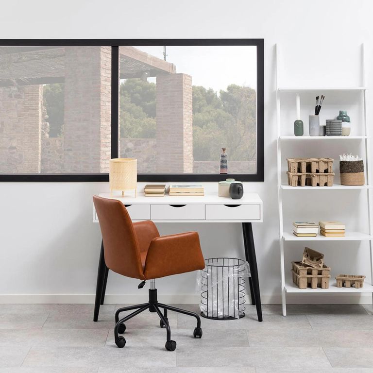 Neptun Office Desk - 3 Drawer - White and Black