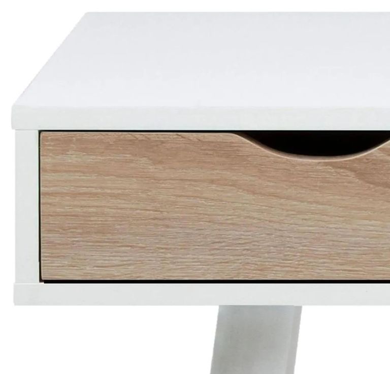 Neptun Office Desk - 3 Drawer - White and Sonoma Oak