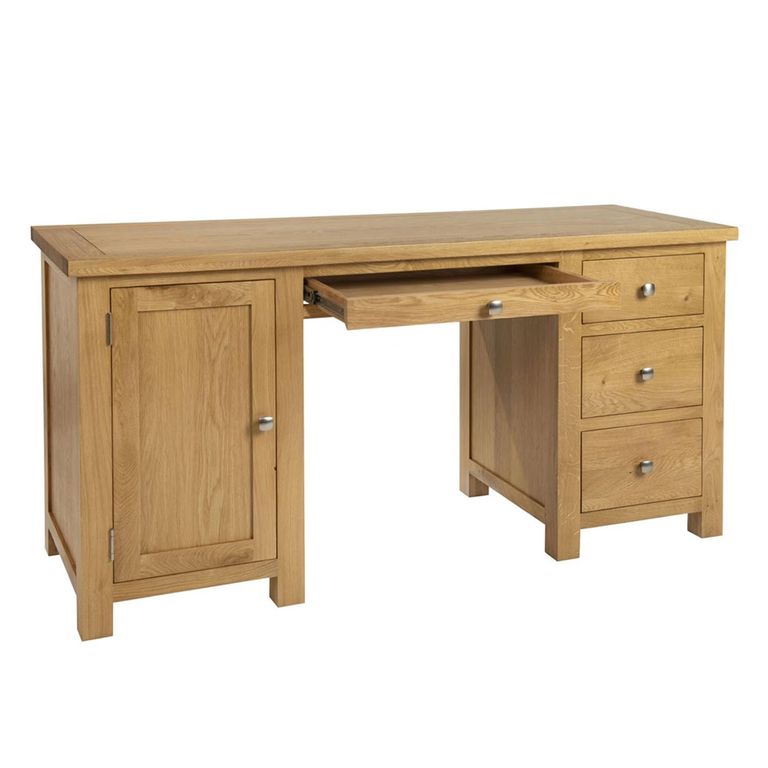 Appleby Desk - 4 Drawer Double - 1 Door - Oak