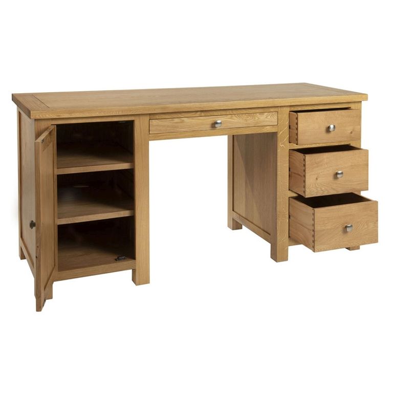 Appleby Desk - 4 Drawer Double - 1 Door - Oak