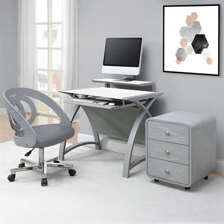 Curve Computer Desk - Grey - 900 - PC201
