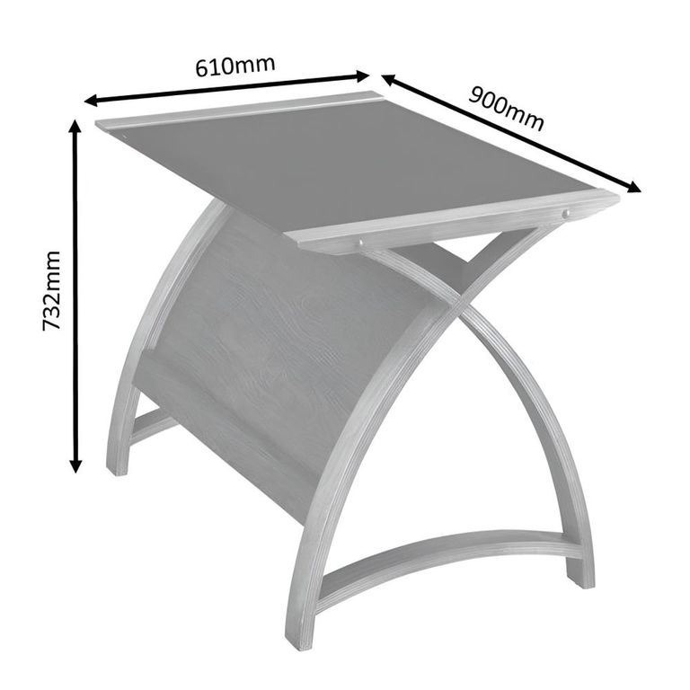 Curve Laptop Table - Grey - 900LT - PC201