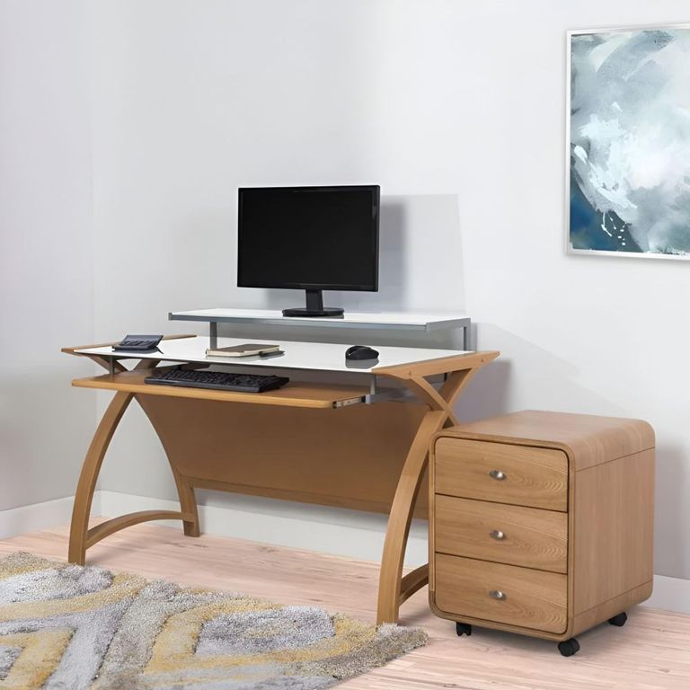 Curve Computer Desk - Oak - 1300 - PC201