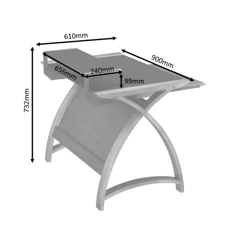 Curve Computer Desk - Oak - PC201 900