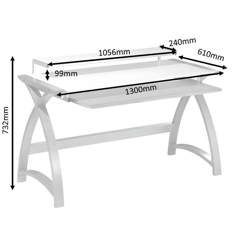 Curve Computer Desk - Walnut - 1300 - PC201