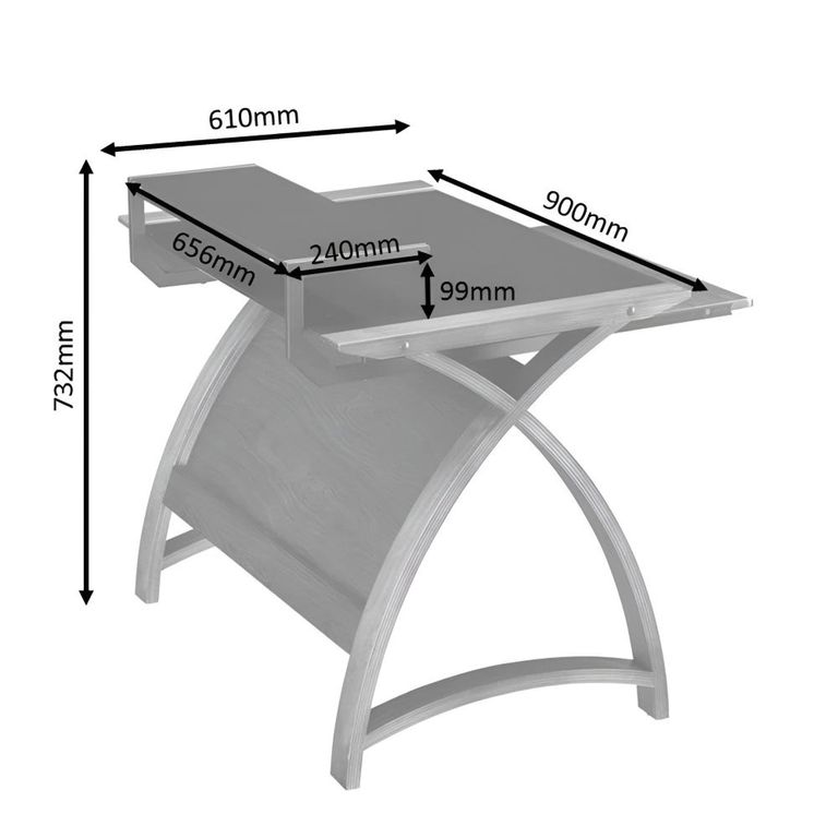 Curve Computer Desk - Walnut - PC201 900