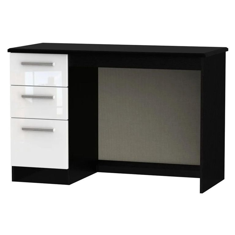 Knightsbridge Desk - 3 Drawer - White Gloss and Black