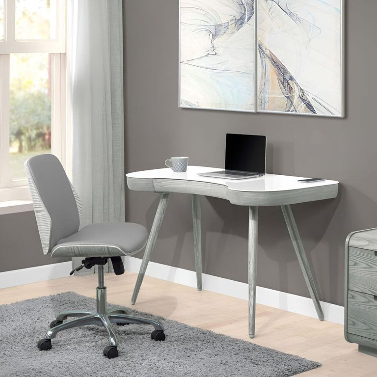 San Francisco Executive Curved Desk - Grey and White - PC714