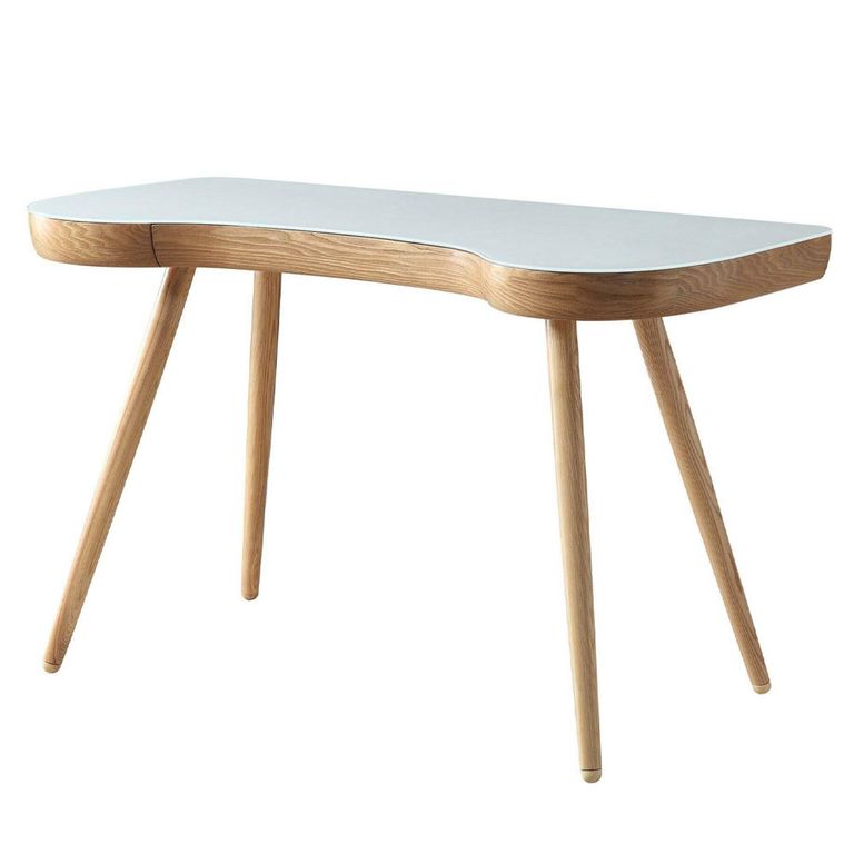 San Francisco Executive Curved Desk - Oak and White - PC714