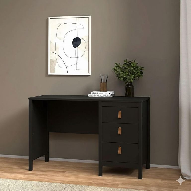Clearance - Barcelona Desk - 3 Drawer - Black - A525