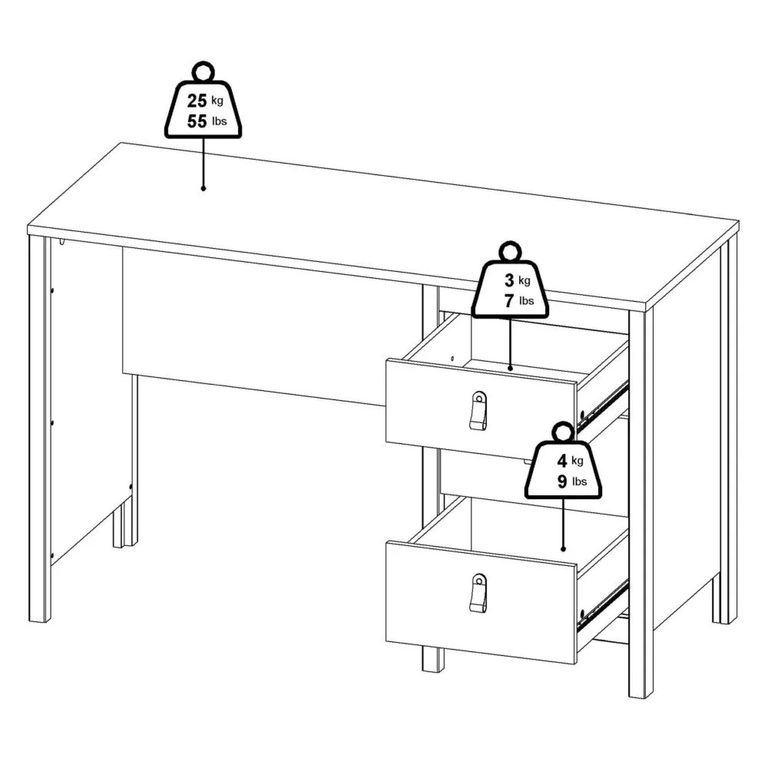 Clearance - Barcelona Desk - 3 Drawer - Black - A525