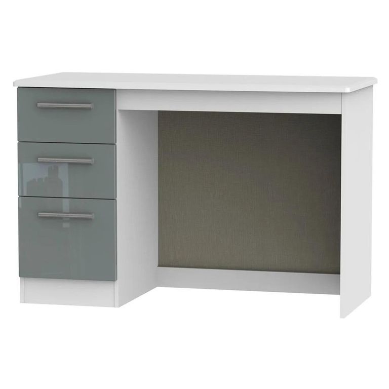 Knightsbridge Desk - 3 Drawer - Grey Gloss and White