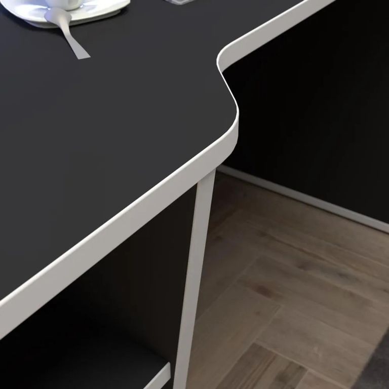 Tezaur Gaming Desk - LED Light - 3 Shelves - Black