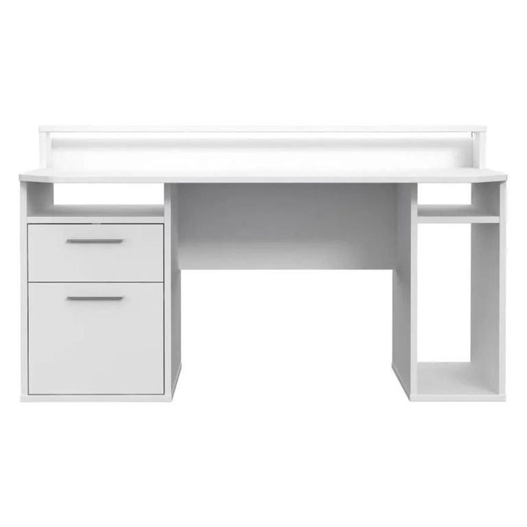 Tezaur Gaming Desk - 1 Door - 1 Drawer - LED Light - White